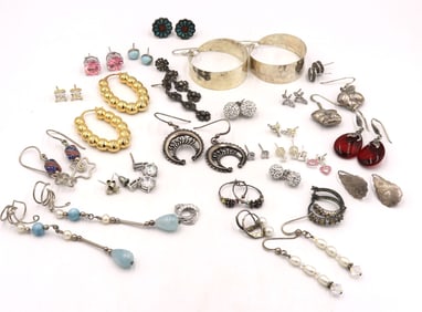 Group lot of vintage 925 sterling silver earrings