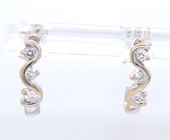 14kt White gold diamond swirl stud earrings