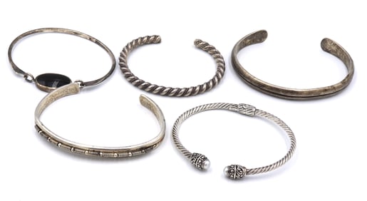 Vintage group lot of 925 sterling silver bangles