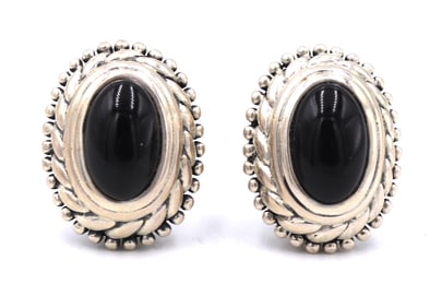 925 Sterling silver black onyx earrings