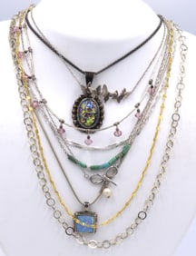 Group lot of Vintage 925 sterling silver necklaces