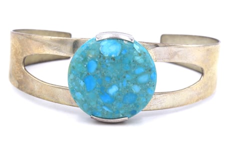 Vintage 925 sterling silver signed turquoise cuff bangle