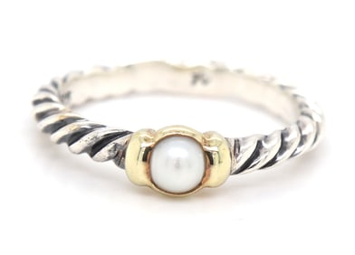 David Yurman 2 tone pearl ring