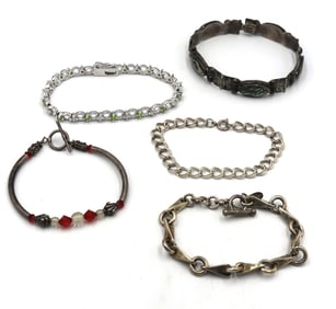 Group lot of 5 Vintage 925 sterling silver bracelets