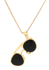 14kt Yellow gold Sunglasses pendant on chain necklace