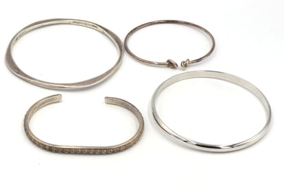 Group lot of Vintage 925 sterling silver 4 bangles