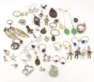 Group lot of Vintage 925 sterling silver earrings and charms