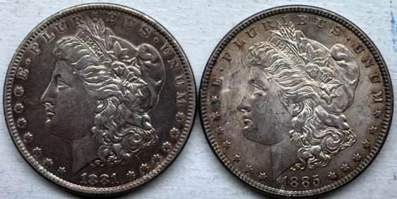 1881 - 1885 lots of two Morgan Silver Dollar