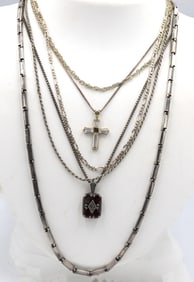 Group of 6 vintage 925 sterling silver necklaces