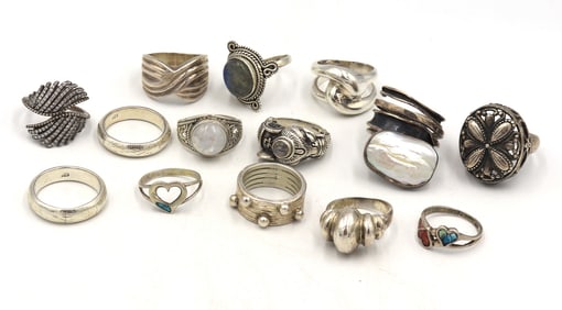 Group lot of Vintage 925 sterling silver rings