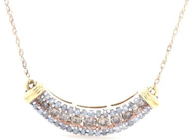 10kt Yellow gold Chocolate and white diamond smile necklace