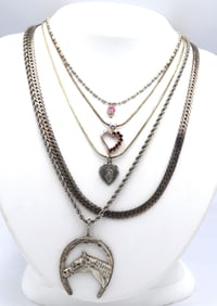 Group lot of 5 Vintage 925 sterling silver necklaces