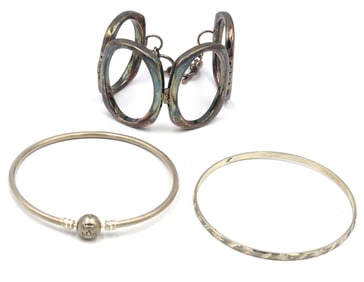 Group lot of Vintage 925 sterling silver cuff bangles