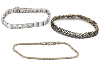 Group lot of 3 Vintage 925 sterling silver bracelets