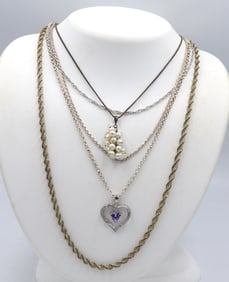 Group lot of 5 Vintage 925 sterling silver necklaces