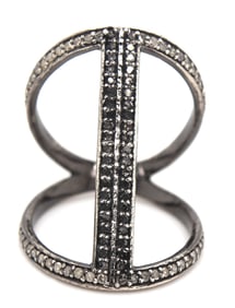 925 Sterling silver black rhodium diamond fancy ring