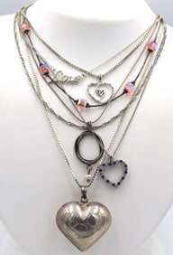 Vintage 925 sterling silver group lot of 7 necklaces