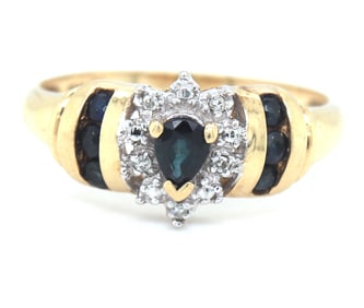 10kt Yellow gold blue sapphire ring