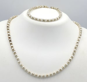 Set of Vintage 925 sterling silver necklace and matching bracelet