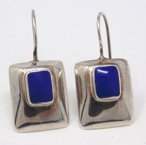 925 Sterling Silver Blue Gemstone Earrings