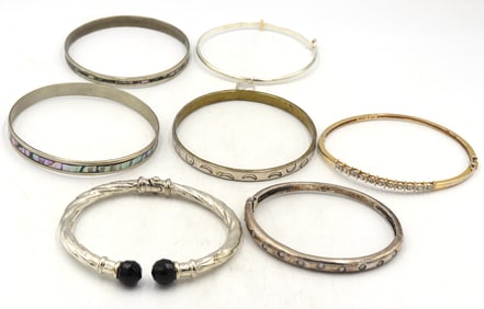 Group lot of Vintage 925 sterling silver signed bangles