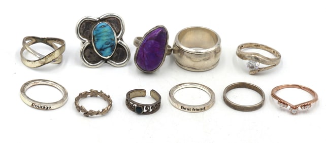 Group lot of Vintage 925 sterling silver rings