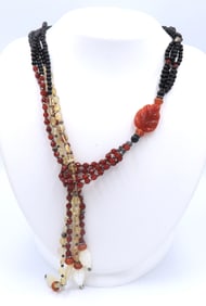 Black Onyx and Coral Necklace