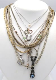 Vintage 925 sterling silver lot of 12 necklaces