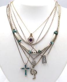 Group lot of Vintage 925 sterling silver necklaces