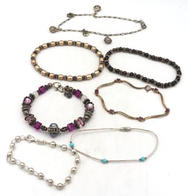 Group Lot of Vintage 925 sterling silver gemstone bracelets