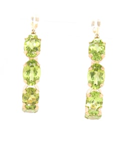 14kt Yellow gold oval Peridot hoop