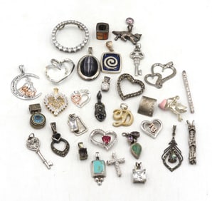 Group lot of Vintage 925 sterling silver pendants and charms