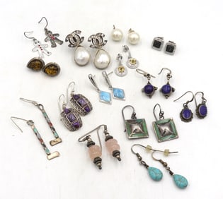 925 sterling silver group lot of earrings