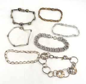 Group lot of 7 Vintage 925 sterling silver bracelets