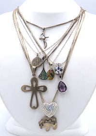 Group lot of 9 Vintage 925 sterling silver necklaces