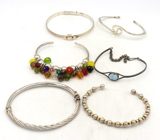 Vintage 925 sterling silver group lot of cuff bangles