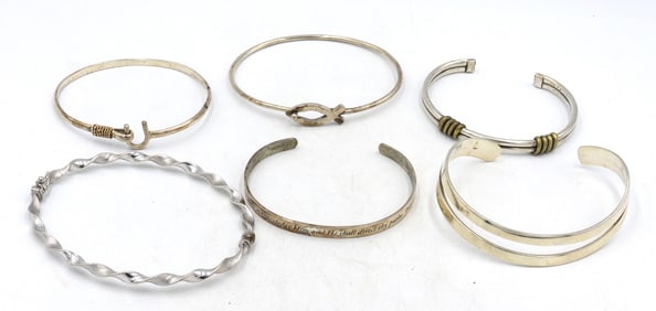 Vintage 925 sterling silver group lot of cuff bangles