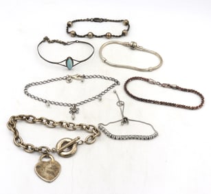 Group lot of 7 Vintage 925 sterling silver bracelets