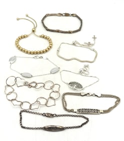 Group lot of 8 Vintage 925 sterling silver bracelets
