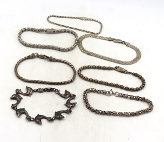 Group lot of 7 Vintage 925 sterling silver bracelets