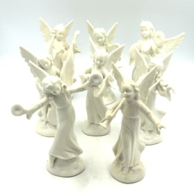 Vintage Karl Heinz Klette 8 porcelain Angel musicians crown over D christmas holidy