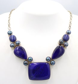 Vintage 925 serling silver Lapis necklace