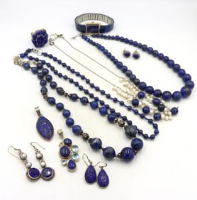 Big group lot of Vintage 925 sterling silver lapiz mixed Jewelry