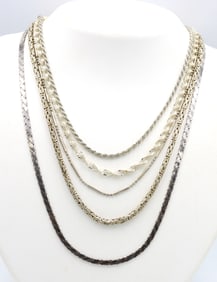 Vintage 925 sterling silver group lot of 6 chain necklaces