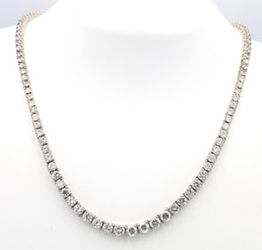 Vintage 925 sterling silver signed cubic zirconia tennis necklace