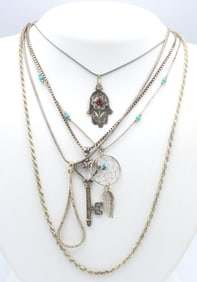 Group lot of 5 Vintage 925 sterling silver necklaces