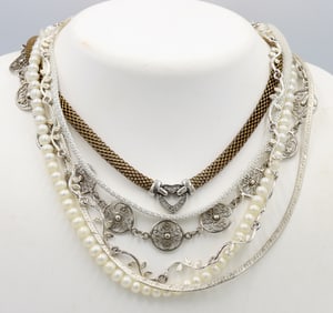 Group lot of 6 Vintage 925 sterling silver necklaces