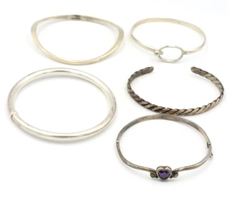 Group lot of Vintage 925 sterling silver bangles