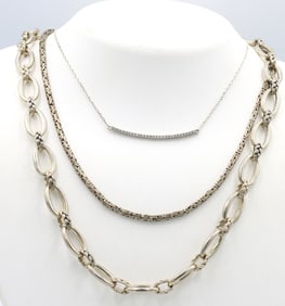 Group lot of 3 Vintage 925 sterling silver necklaces