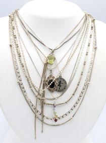 Group lot of Vintage 925 sterling silver necklaces